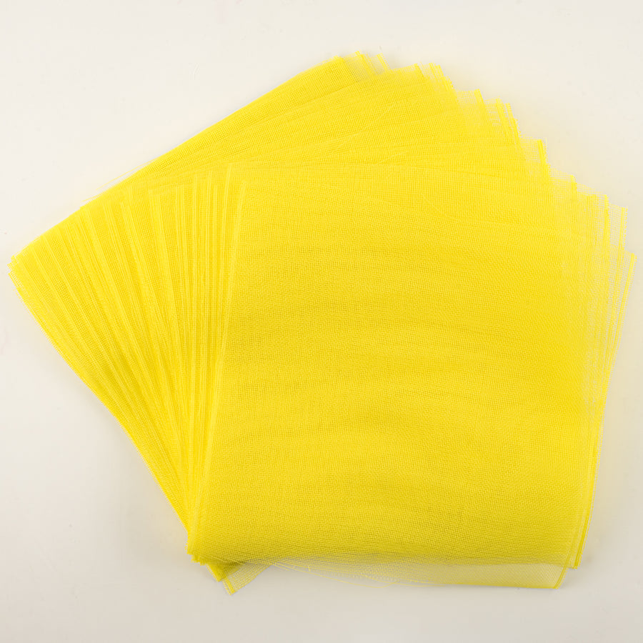10.5" Square Pre-Cut Fine Weave Deco Mesh Sheets: Yellow (40)