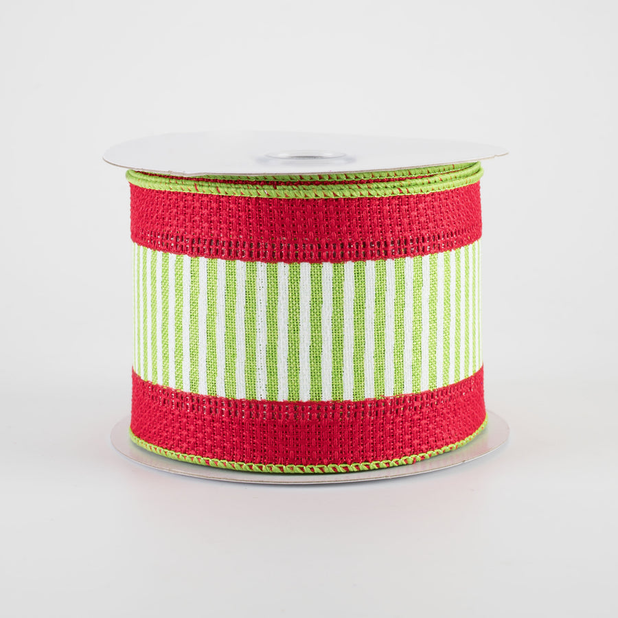 2.5" Pinstripes On Faux Burlap: Christmas (10 Yards)