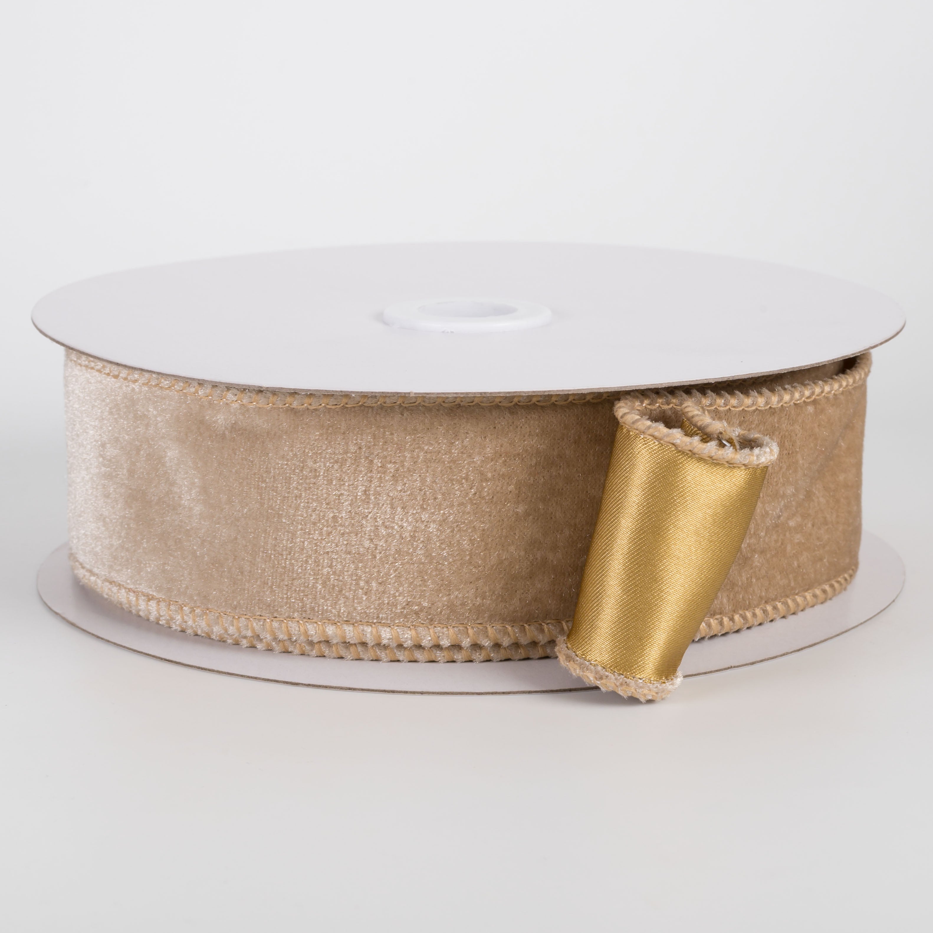 1.5" Deluxe Velvet Satin Backing Ribbon: Taupe (10 Yards)