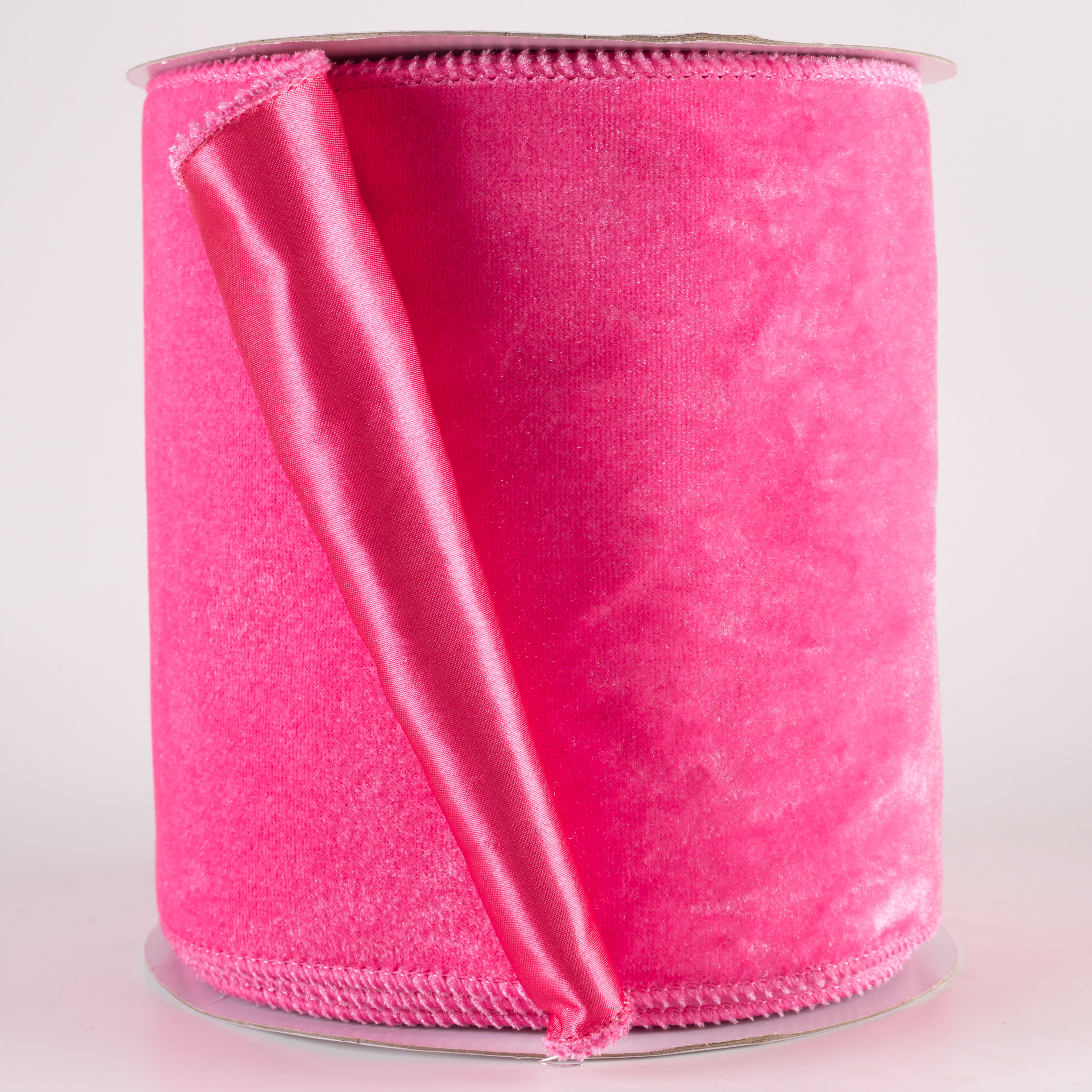 6" Deluxe Velvet Satin Backing Ribbon: Hot Pink (10 Yards)