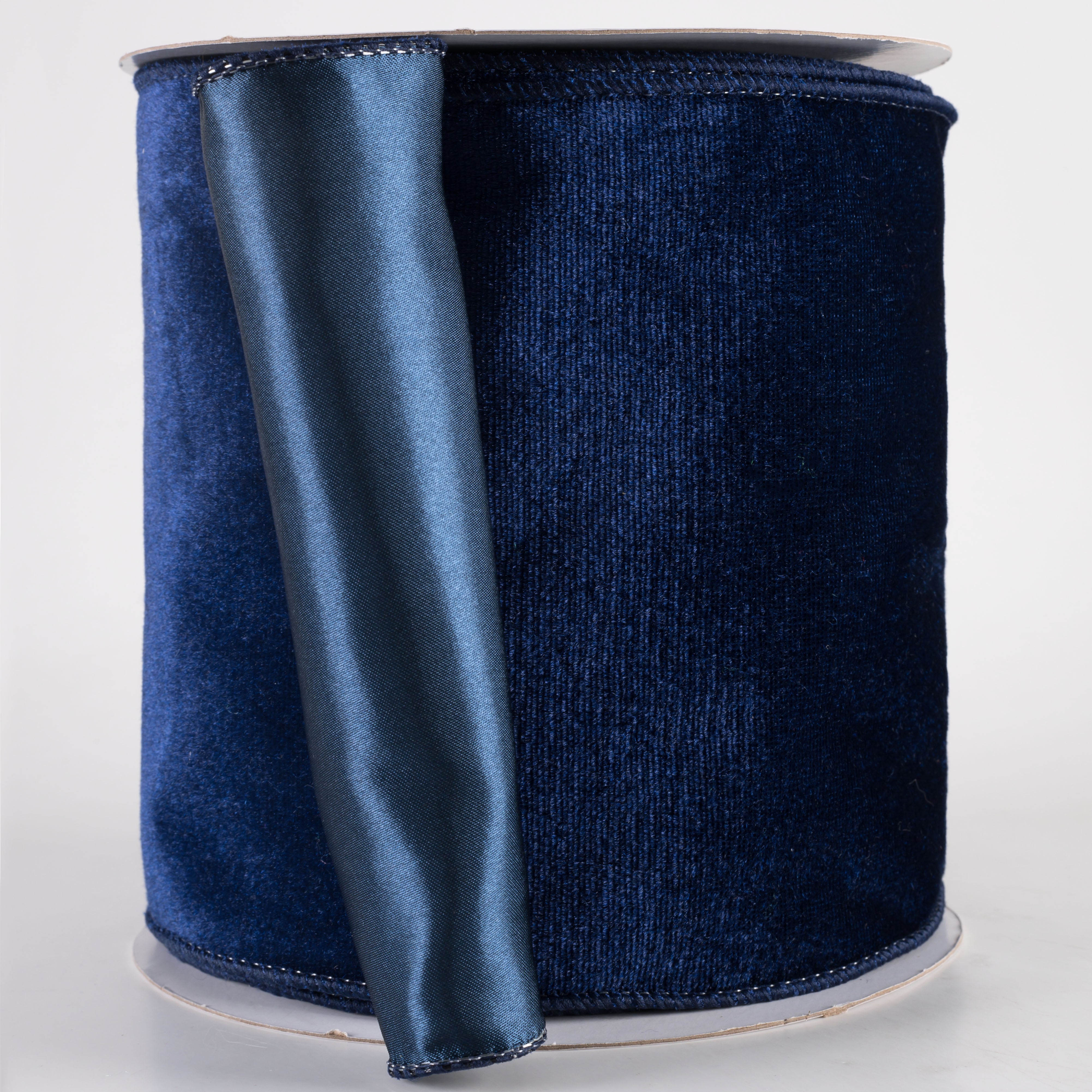 6" Deluxe Velvet Satin Backing Ribbon: Navy Blue (10 Yards)