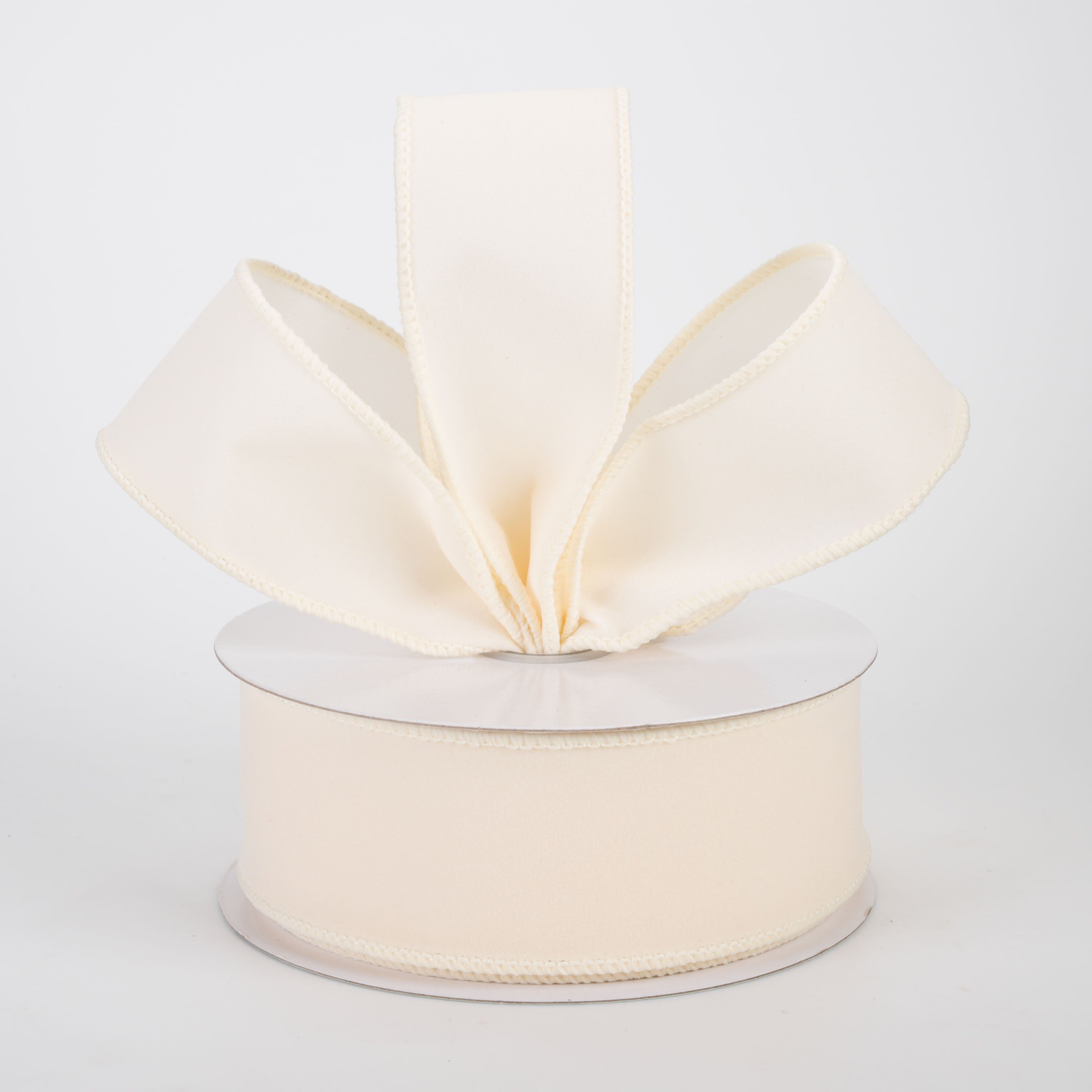 1.5" Wired Velvet Ribbon: Cream (10 Yards)