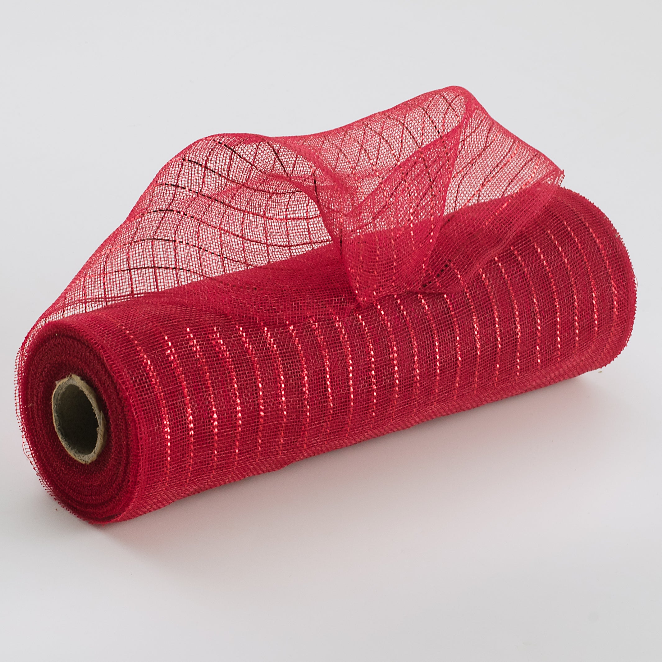 10" Metallic Fine Weave Deco Mesh: Red