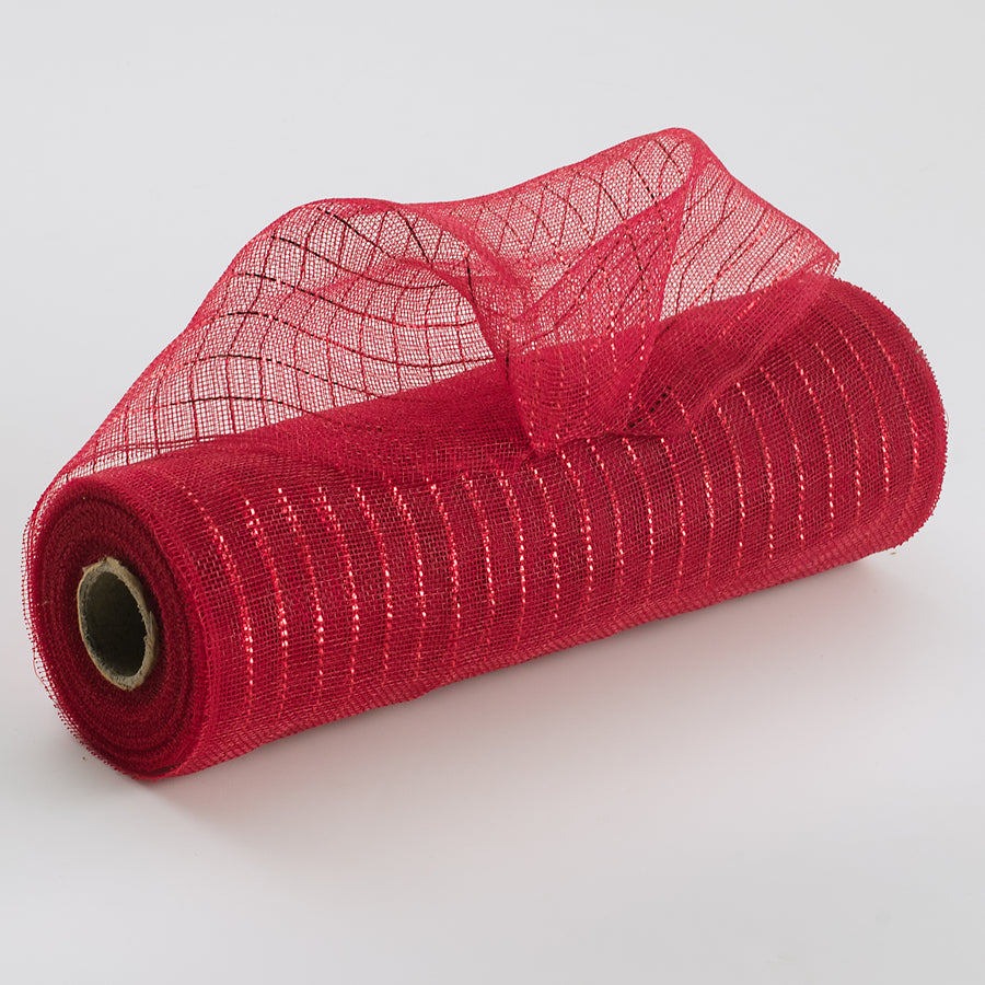 10" Metallic Fine Weave Deco Mesh: Red