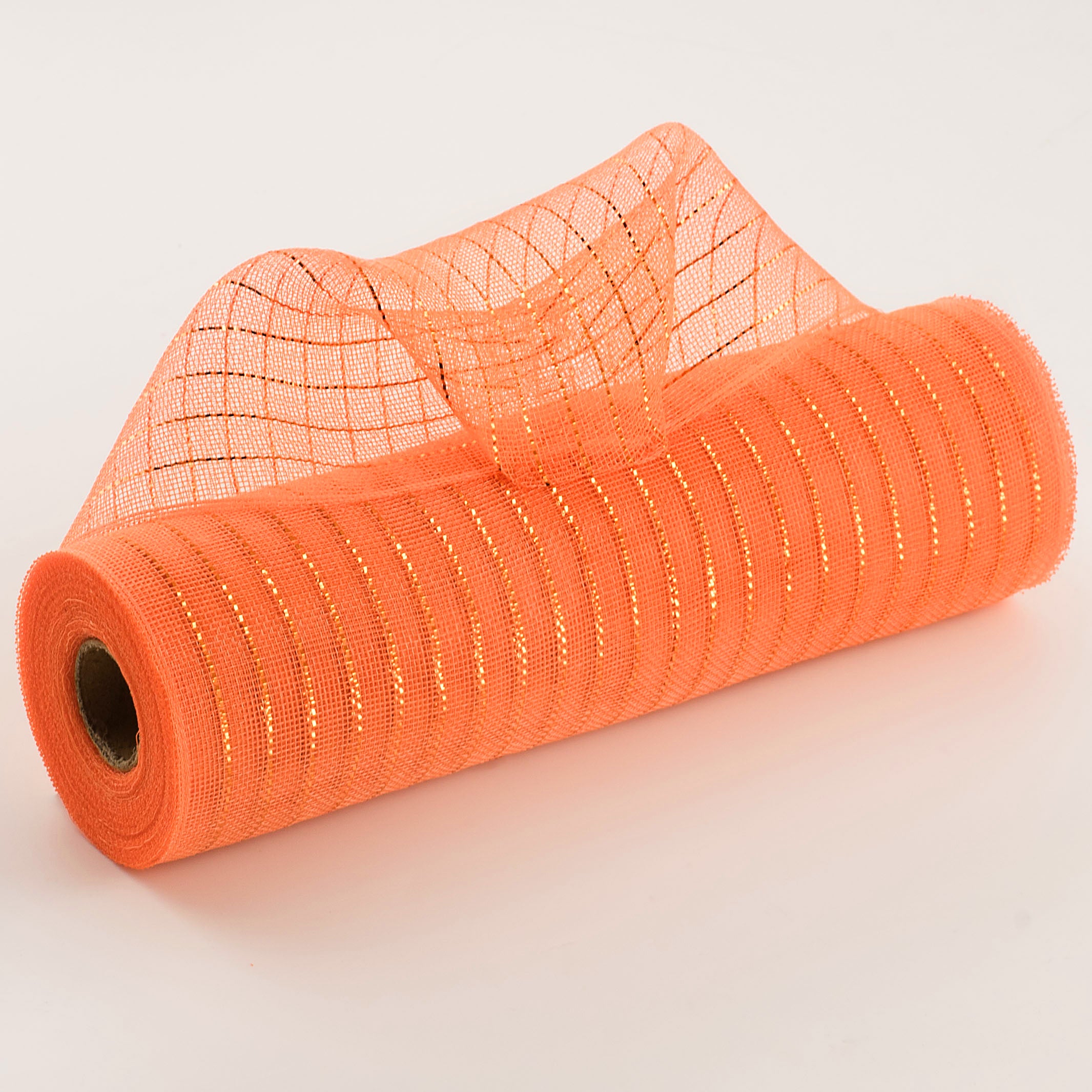 10" Metallic Fine Weave Deco Mesh: Orange & Copper