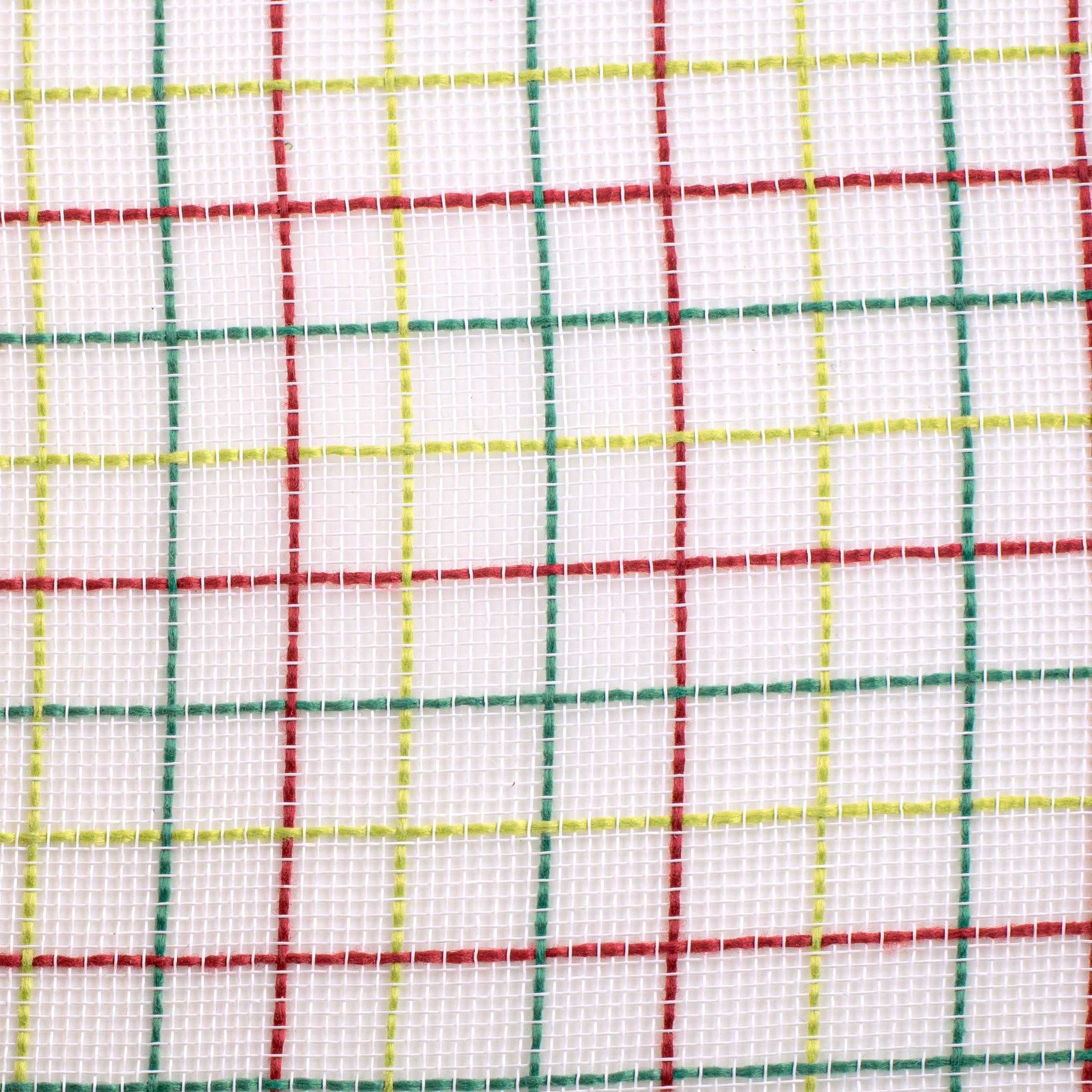 10" Fabric Fine Weave Check Mesh: White with Red, Emerald & Lime