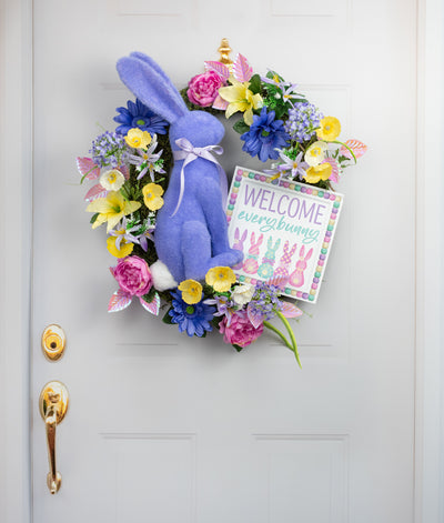 20" Flocked Easter Rabbit: Periwinkle Purple
