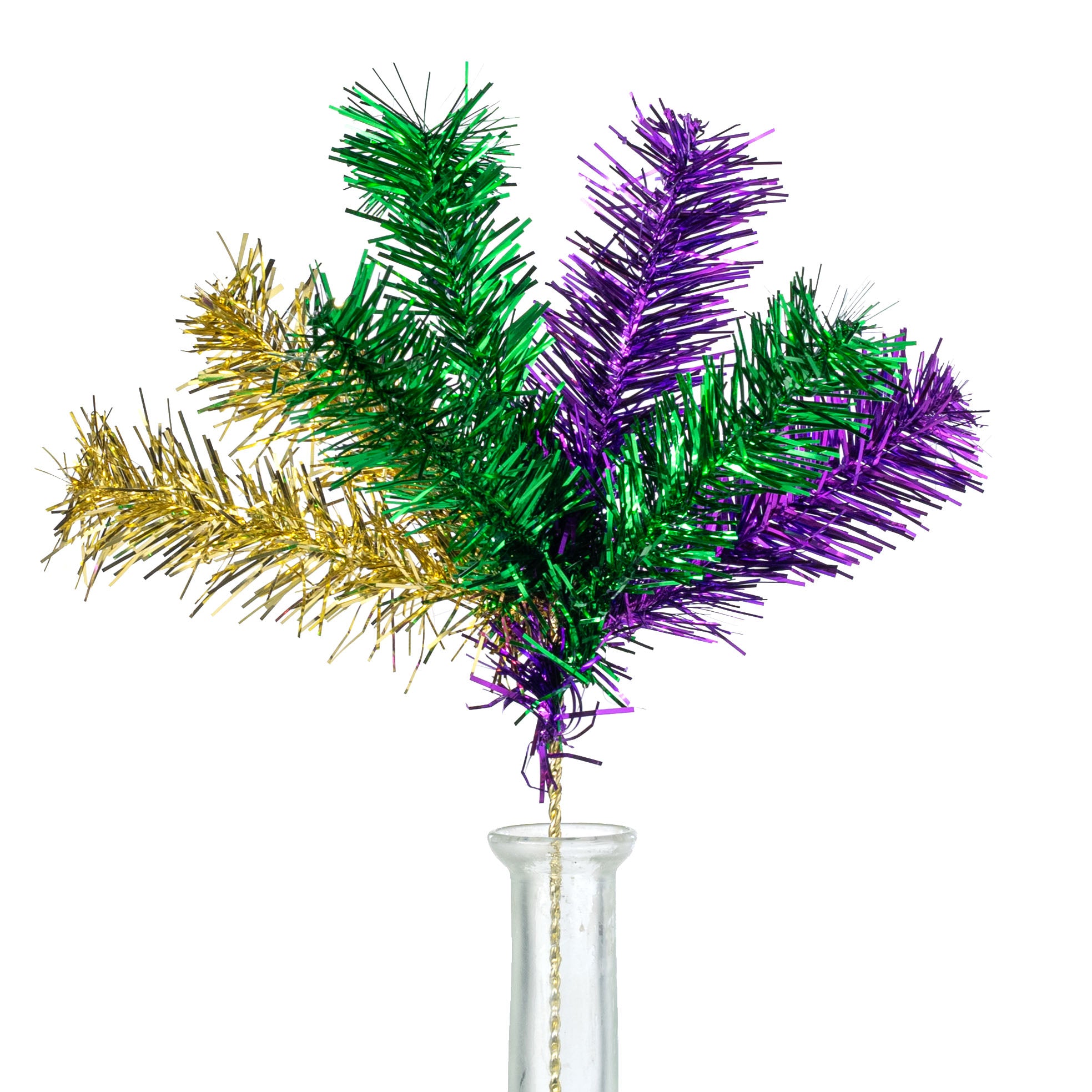 Metallic Mardi Gras Greenery Spray: 12"