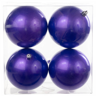 100MM Plastic Ball Ornament: Candy Apple Purple (Set of 4)