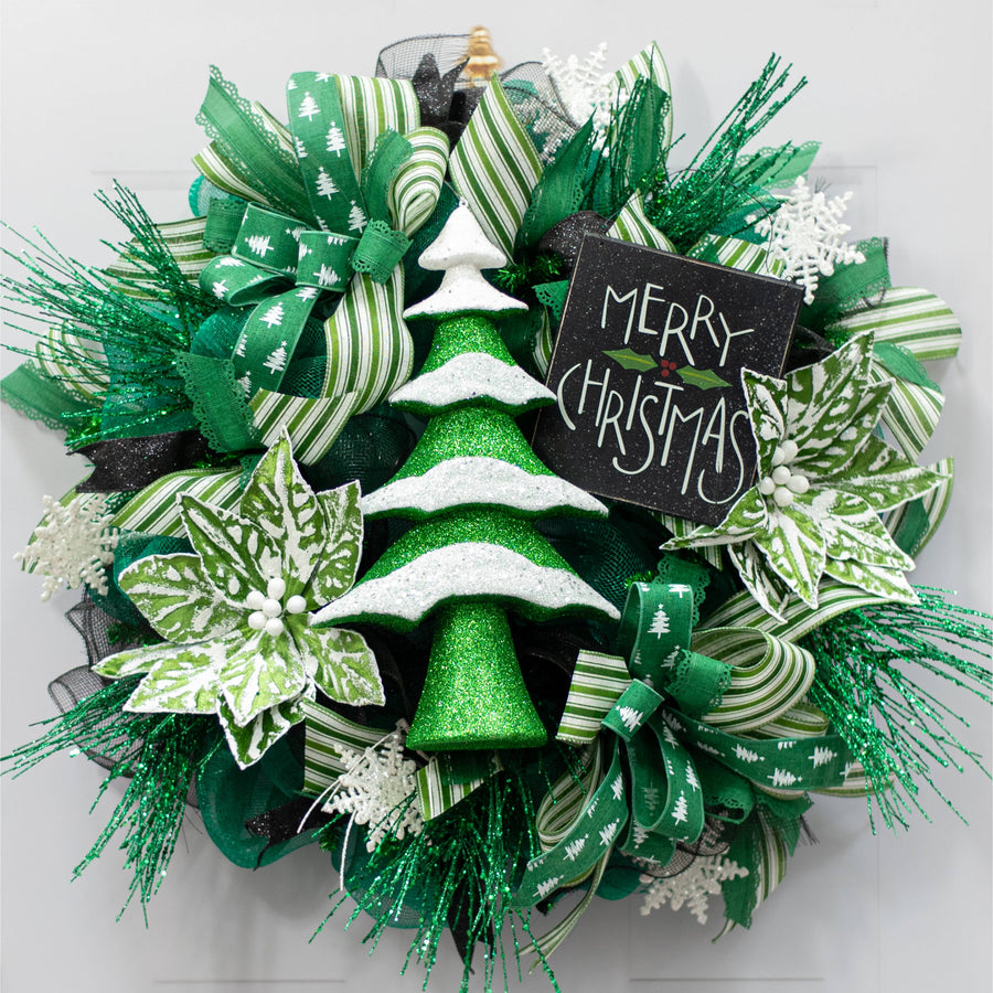 15" Glittered Snowy Christmas Tree Ornament