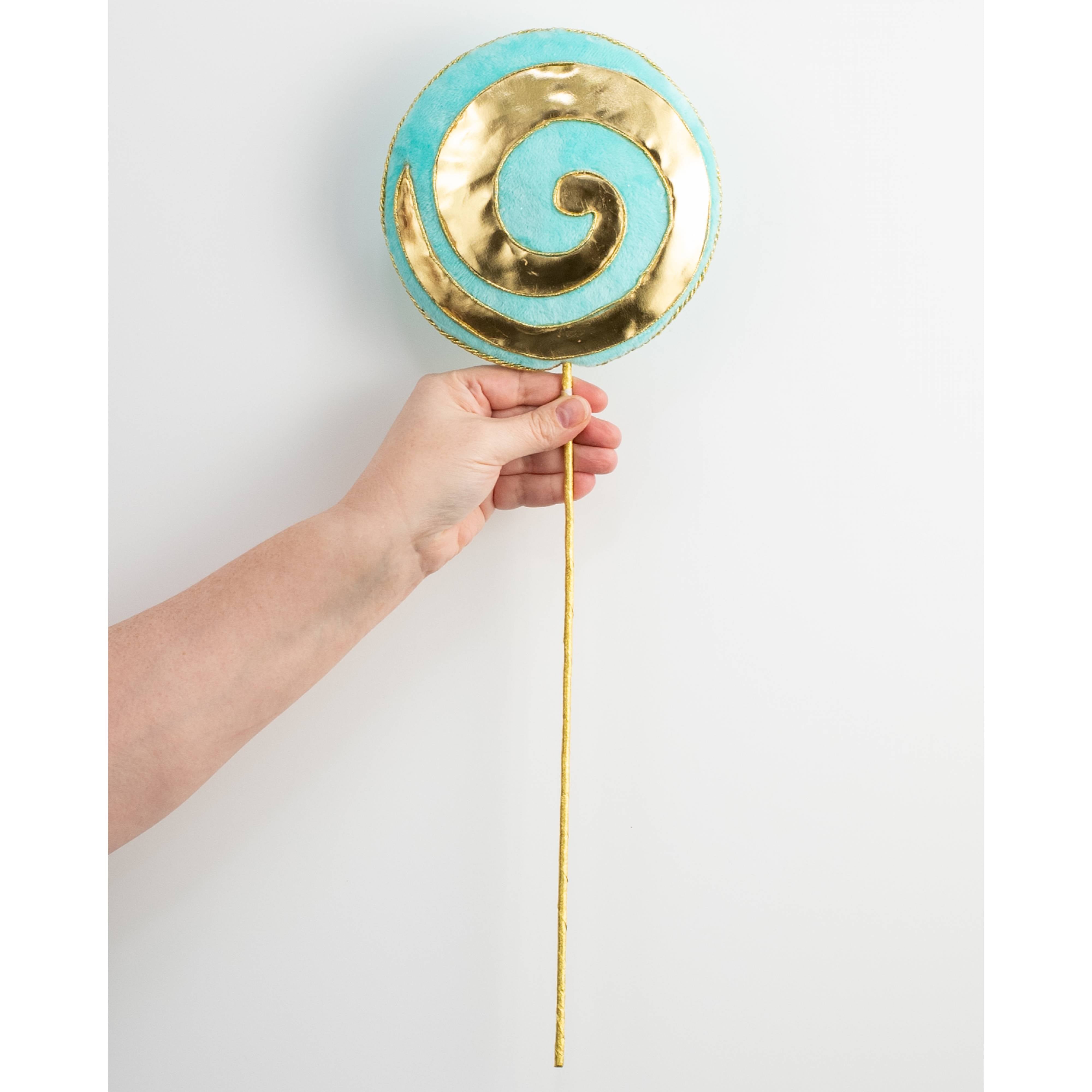 20" Golden Metallic Lollipop Pick: Aqua Blue