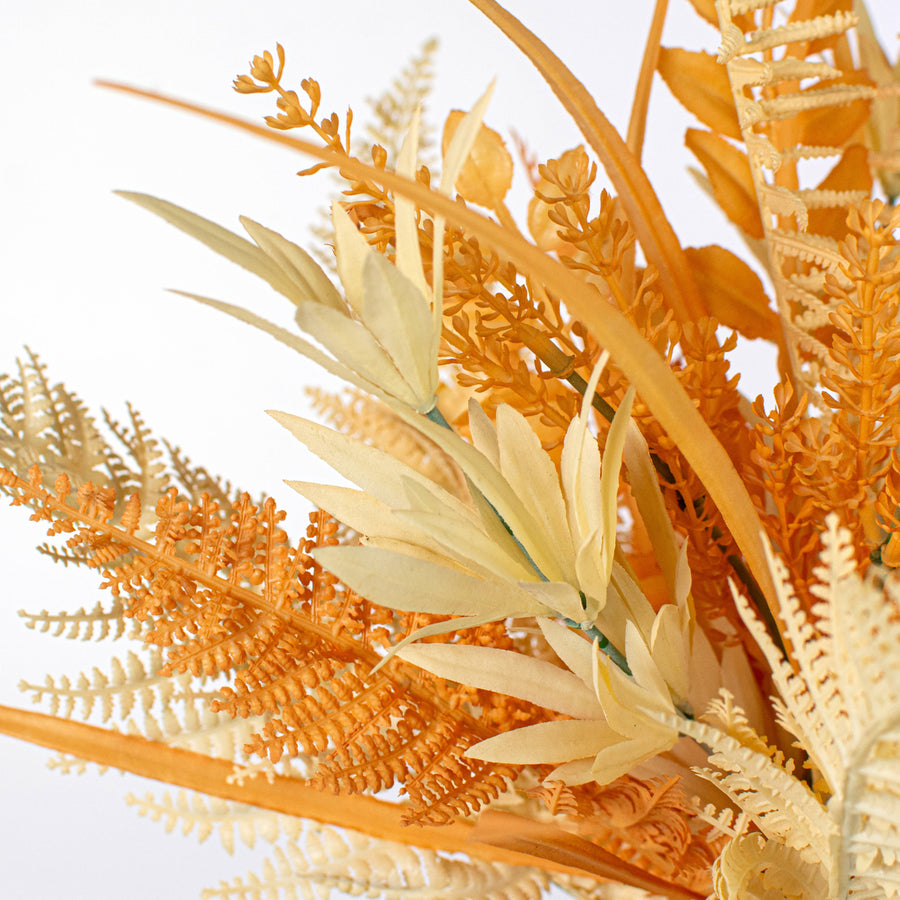 20" Mixed Fern Leaves Bush: Beige