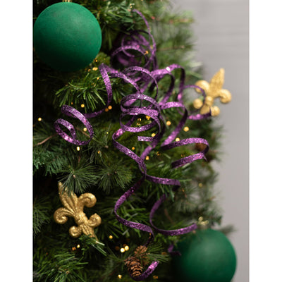 31" Curly Glitter Ribbon Spray: Purple