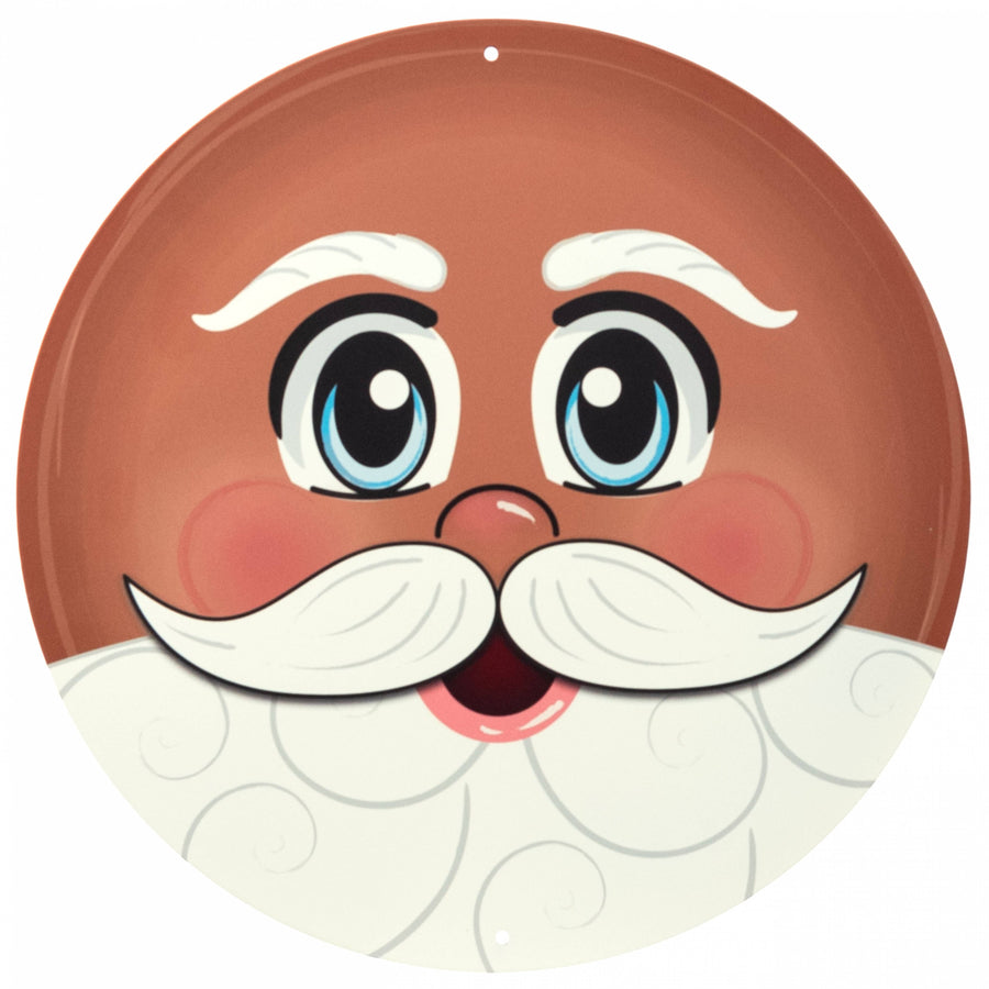 12" Metal Face Sign: Brown Santa