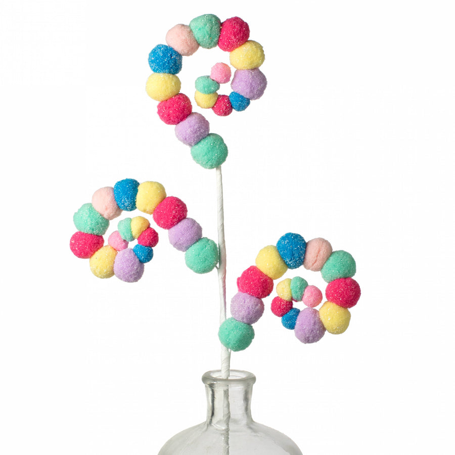 28" Felt Ball Spiral Curly Spray: Candy Pastels