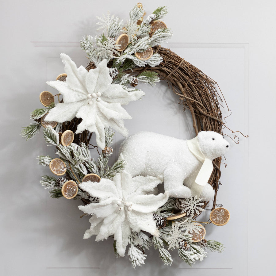 13" Flocked Polar Bear Decoration