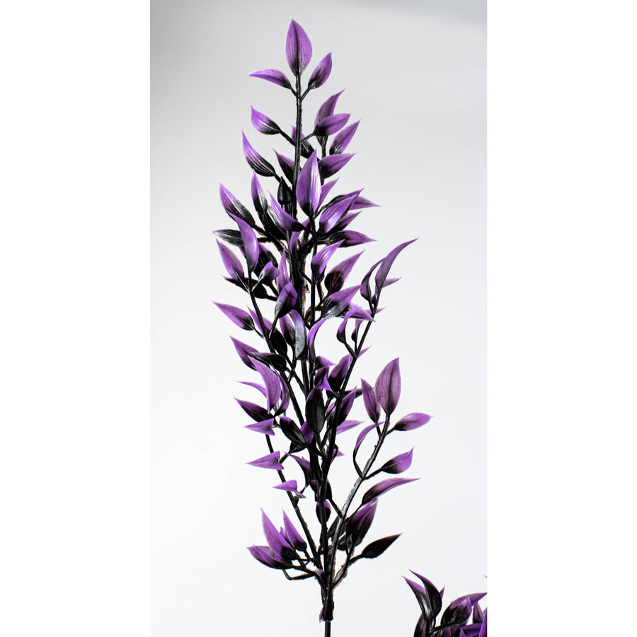 17" Halloween Leaf Bush: Black & Purple