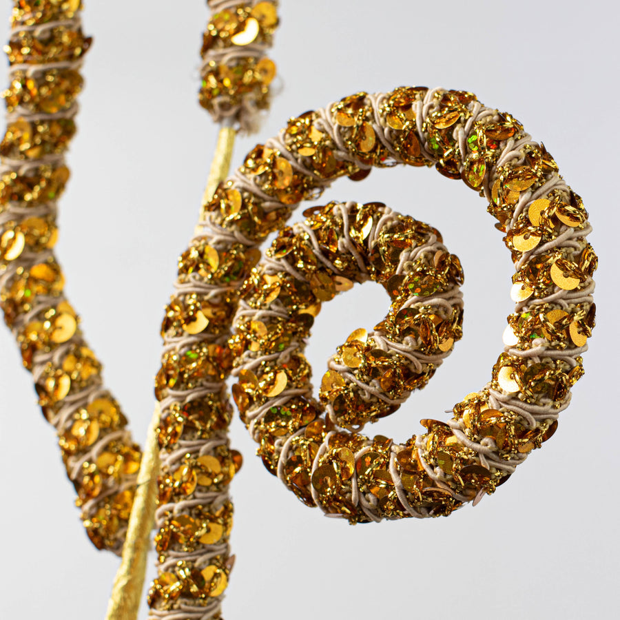 28" Sequin Spiral Curly Spray: Gold