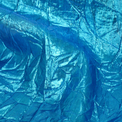 Crushed Metallic Lamé Fabric Roll: Turquoise Blue