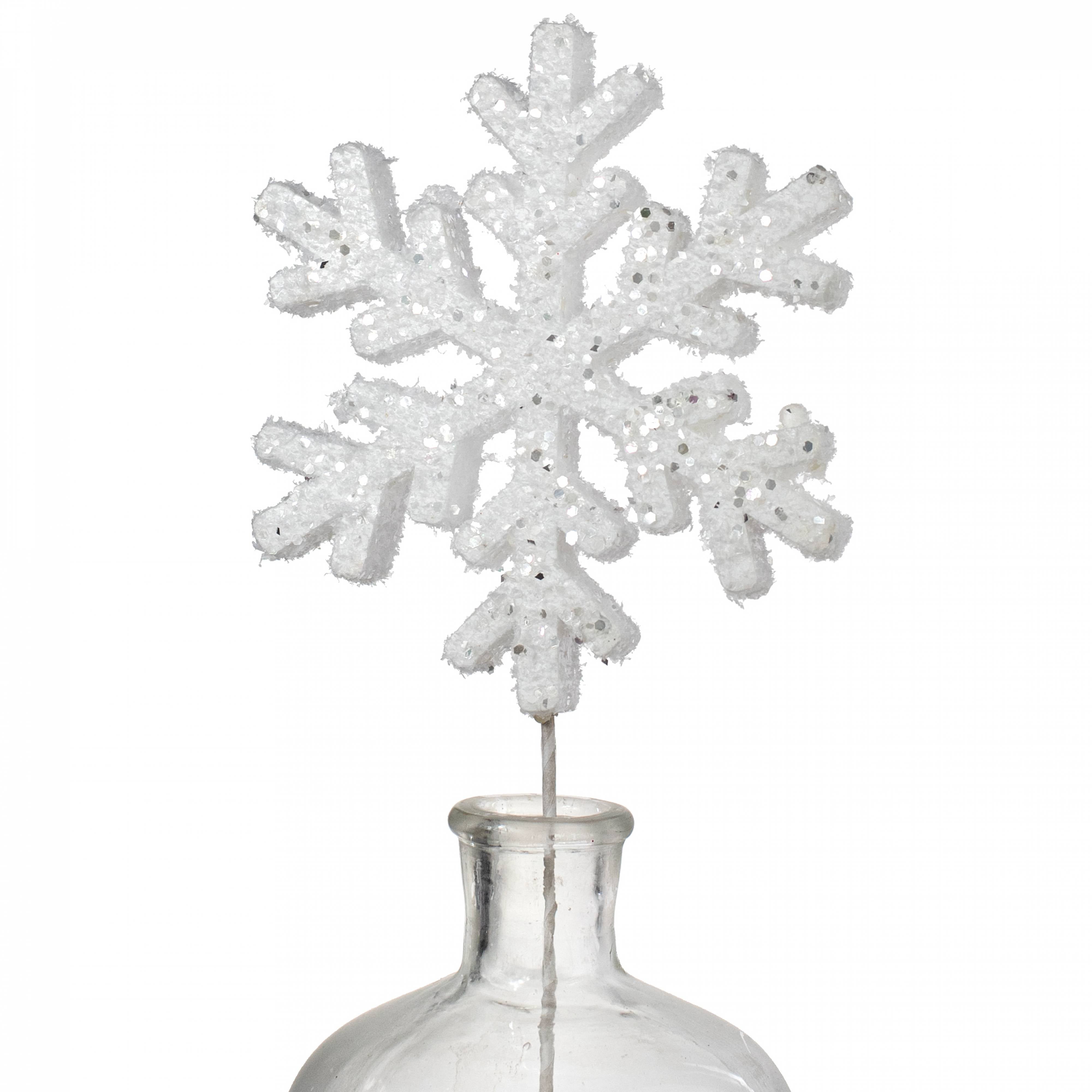 19" Glittered Foam Snowflake Pick