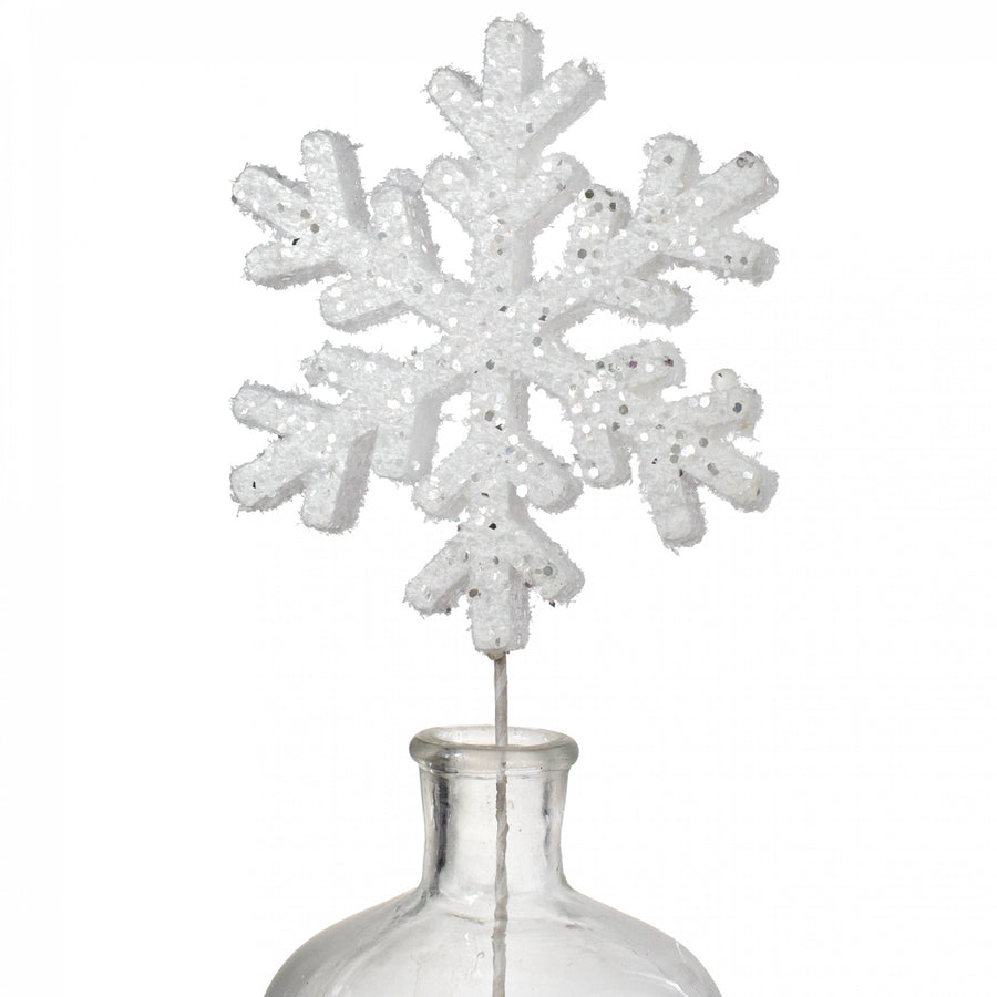 19" Glittered Foam Snowflake Pick