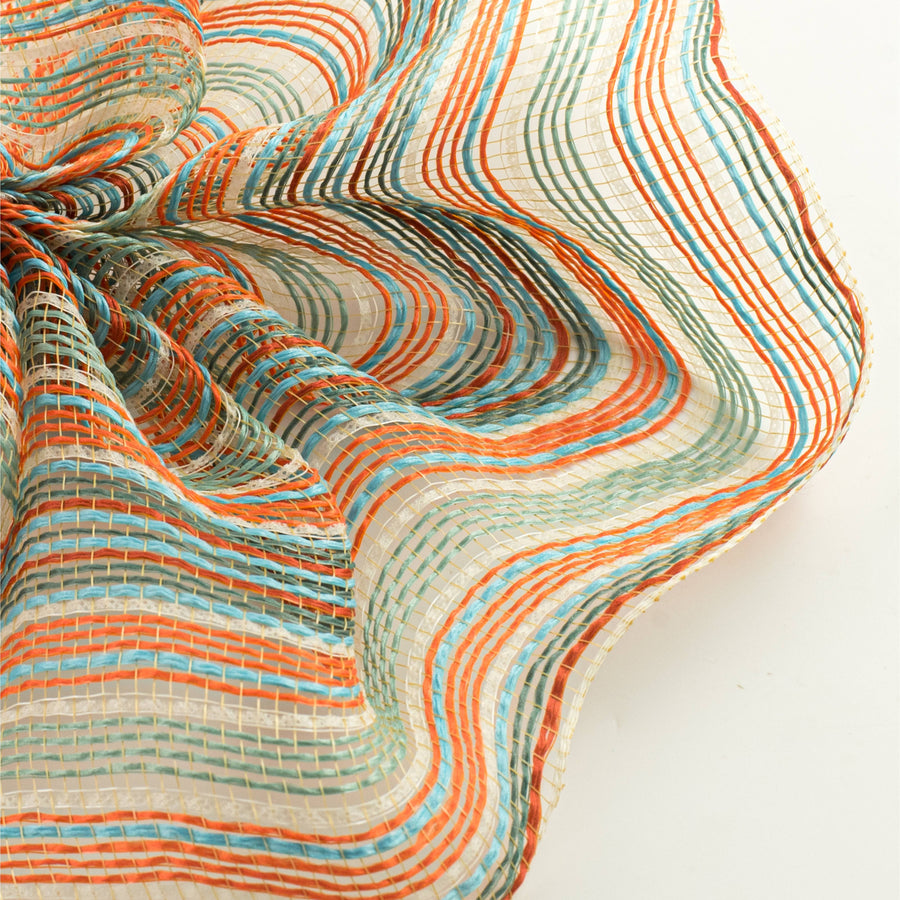 10" Striation Stripes Fabric Mesh: Teal Fall Colors
