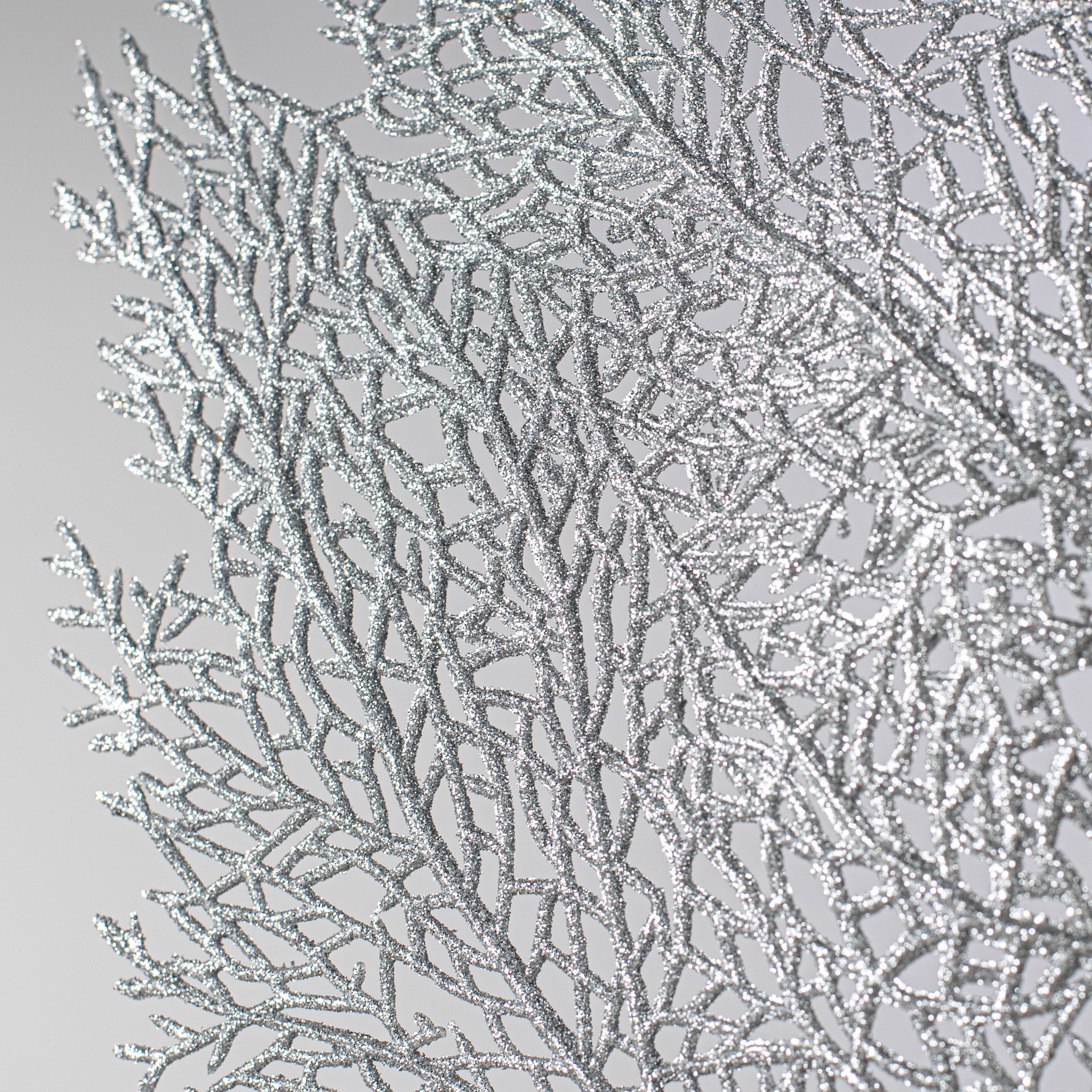 36" Glitter Sea Fan Spray: Silver