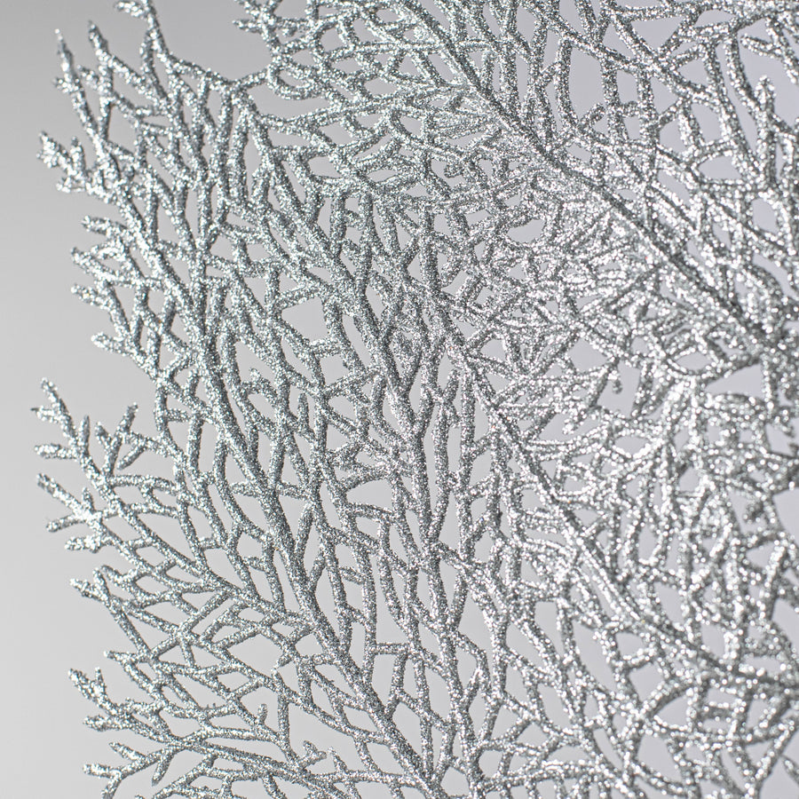 36" Glitter Sea Fan Spray: Silver