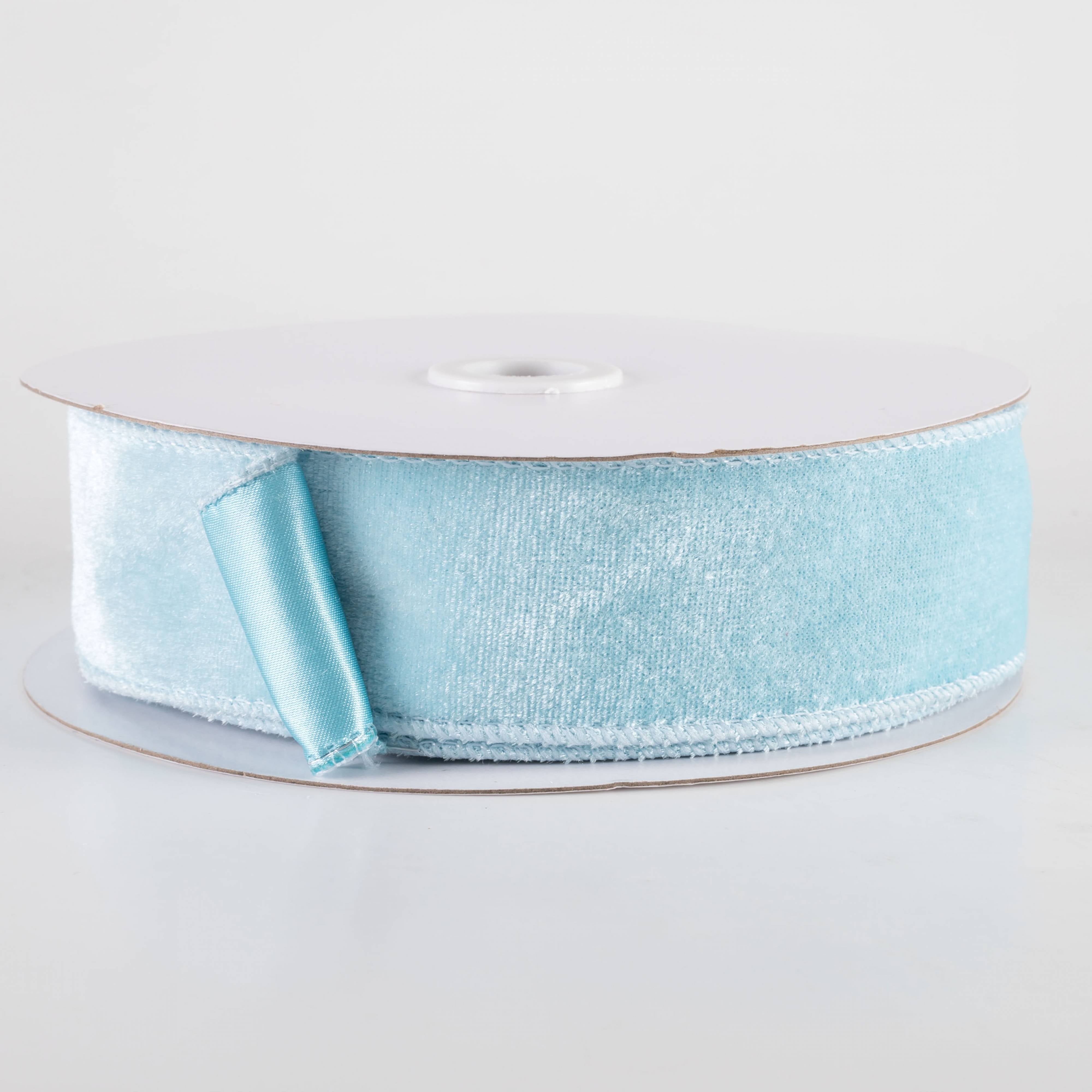 1.5" Deluxe Velvet Satin Backing Ribbon: Ice Blue (10 Yards)