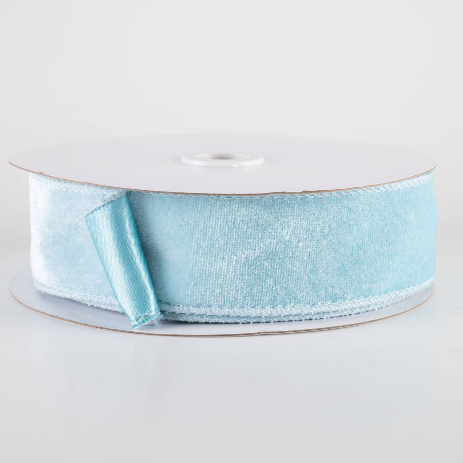 1.5" Deluxe Velvet Satin Backing Ribbon: Ice Blue (10 Yards)