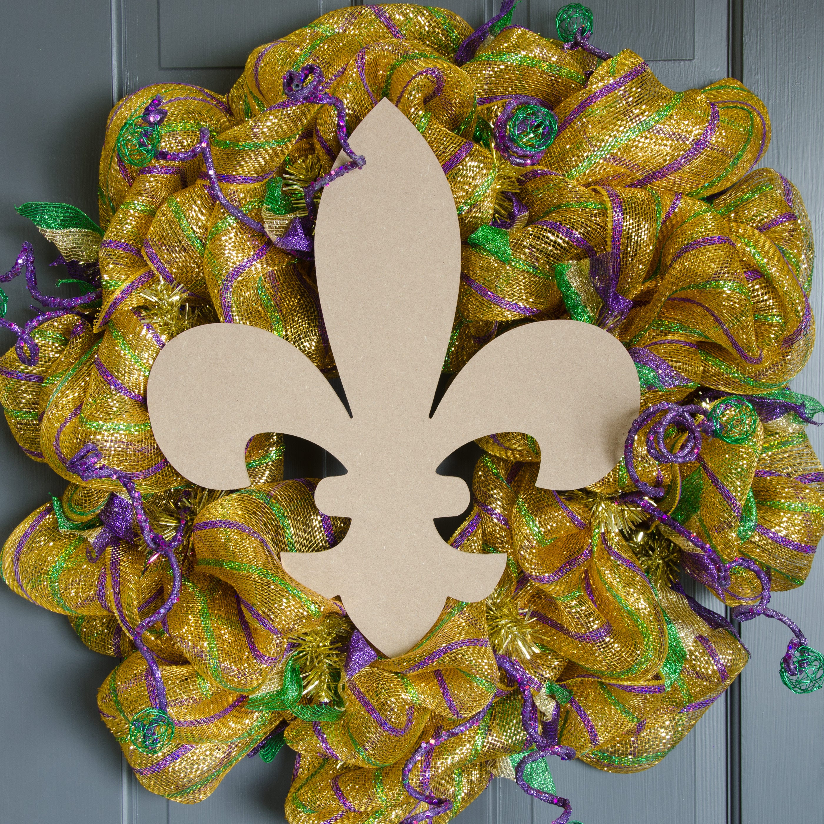 16" Wooden Fleur De Lis Decoration: Natural
