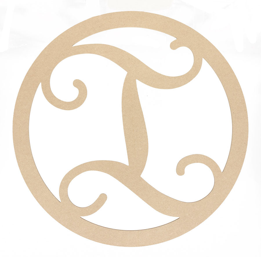 23" Script Circle Monogram Wooden Letter: I