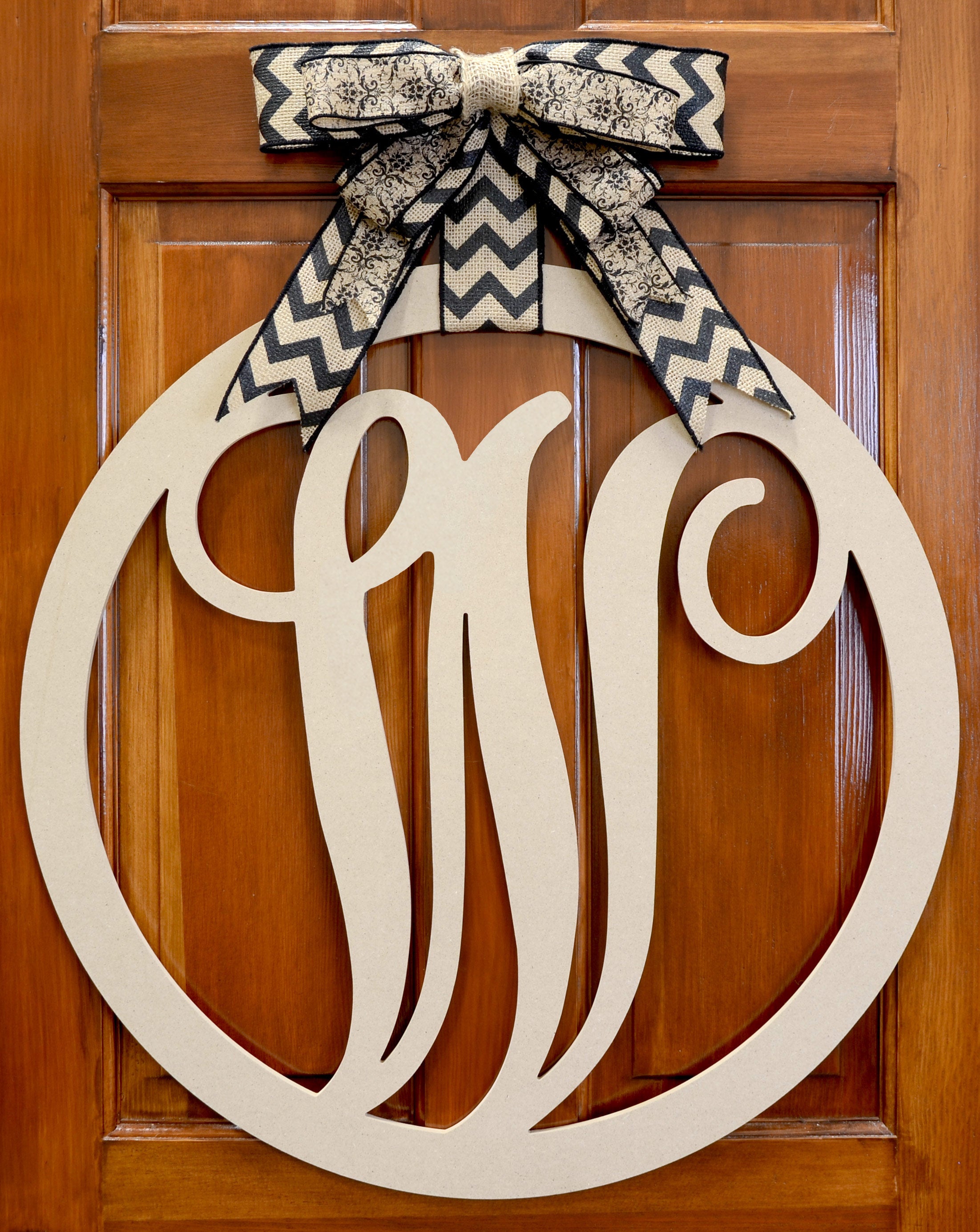 23" Script Circle Monogram Wooden Letter: W