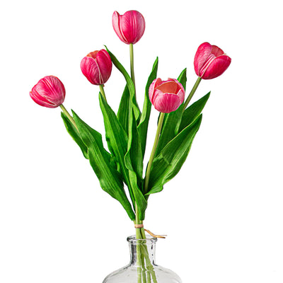 13" Realistic Touch Tulip Bouquet: Hot Pink (5)