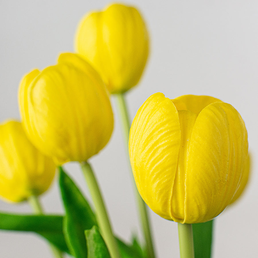 13" Realistic Touch Tulip Bouquet: Yellow (5)