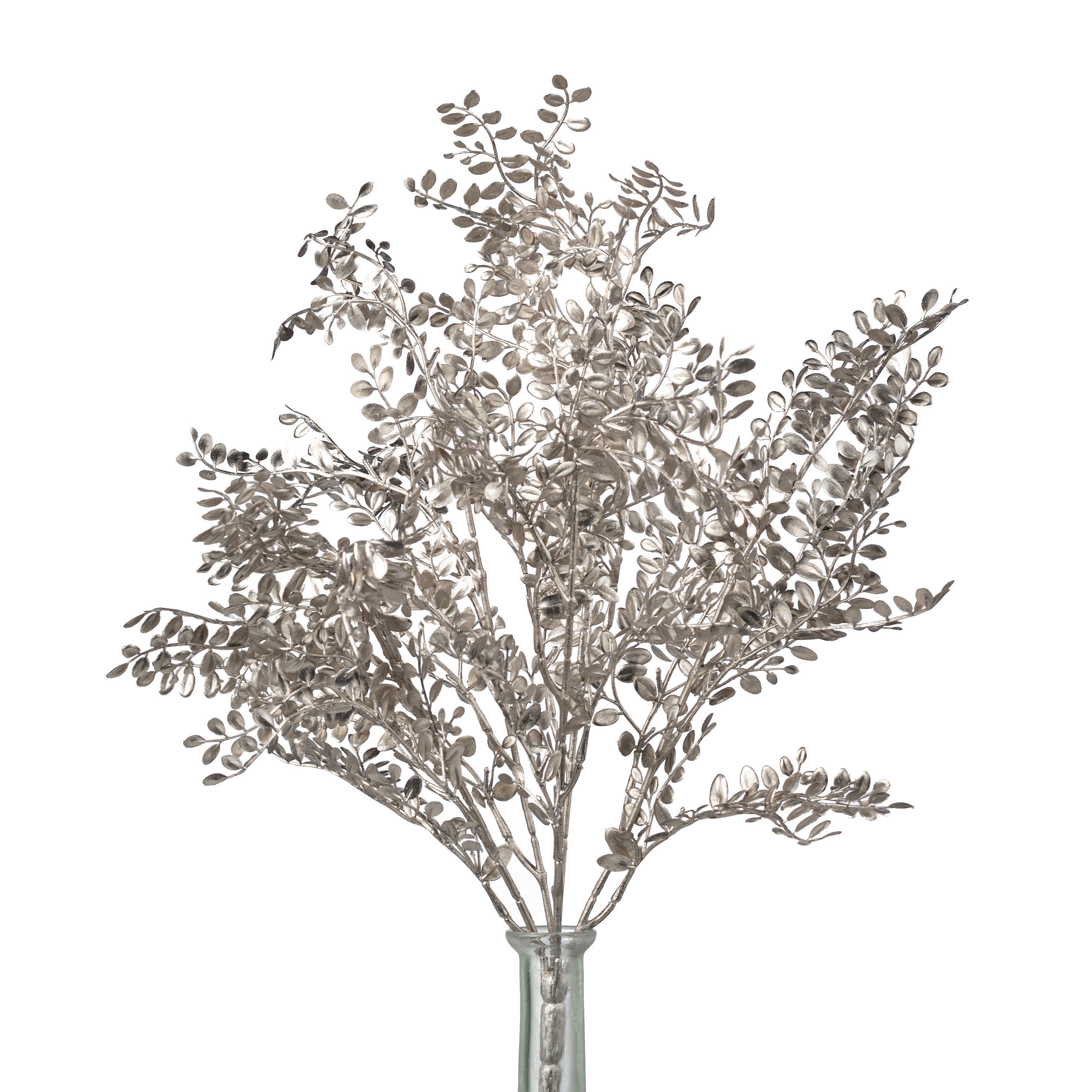 20" Metallic Button Leaf Fern Bush: Champagne Gold