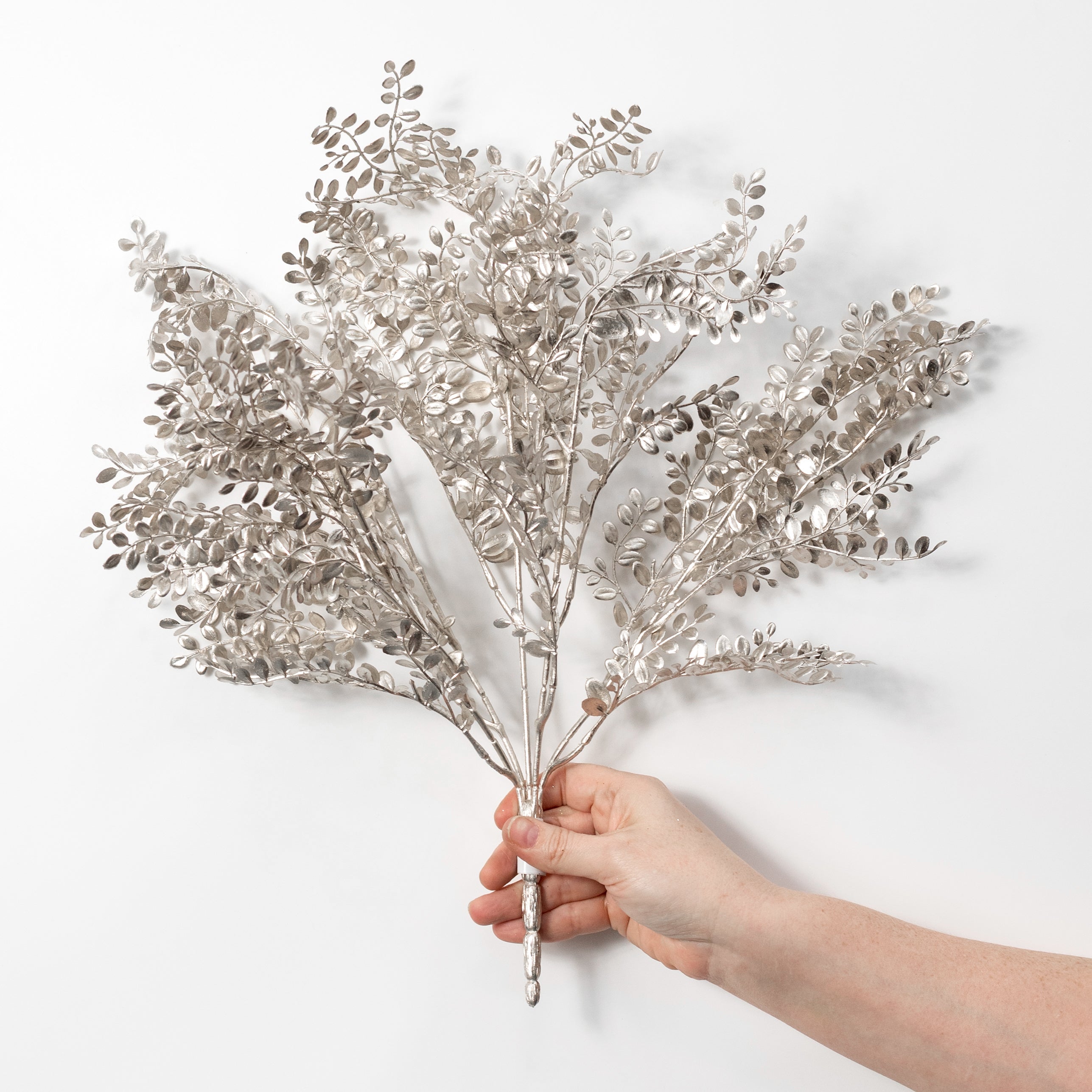 20" Metallic Button Leaf Fern Bush: Champagne Gold