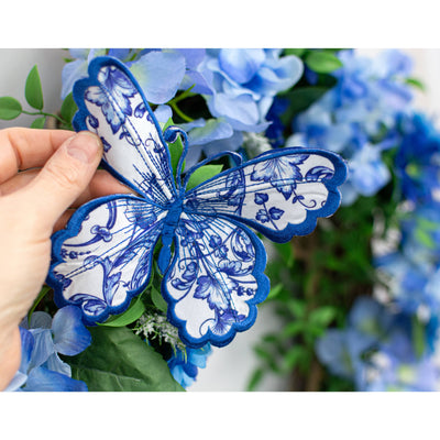 [D Stevens] 6" Acanthus Scroll Chinoiserie Butterfly Clip: Blue