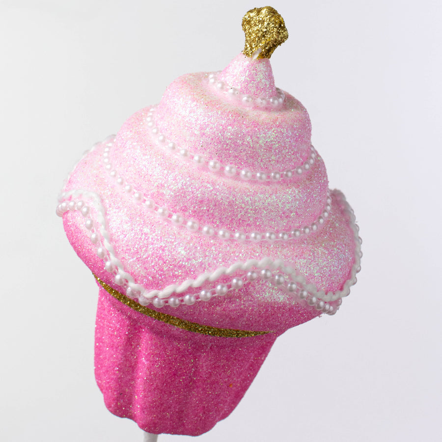 18" Beaded Cupcake Pick: Pink