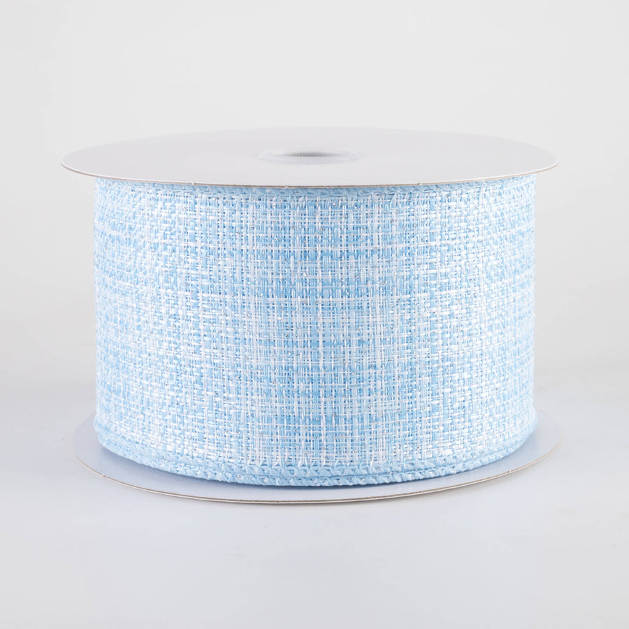 2.5" Glittered Tweed Ribbon: Light Blue, White & Silver (10 Yards)