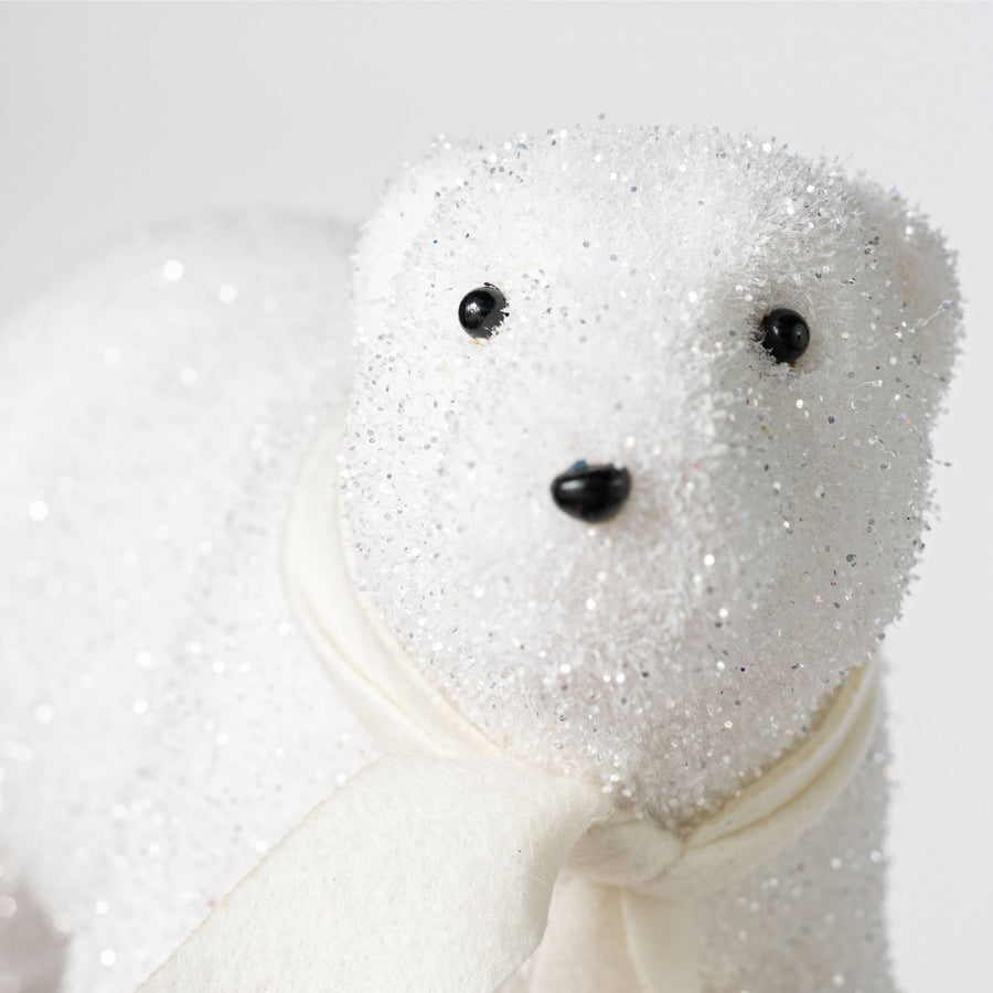 13" Flocked Polar Bear Decoration