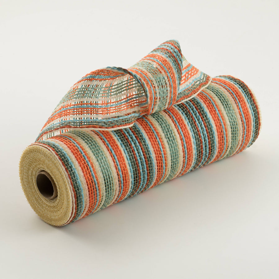 10" Striation Stripes Fabric Mesh: Teal Fall Colors