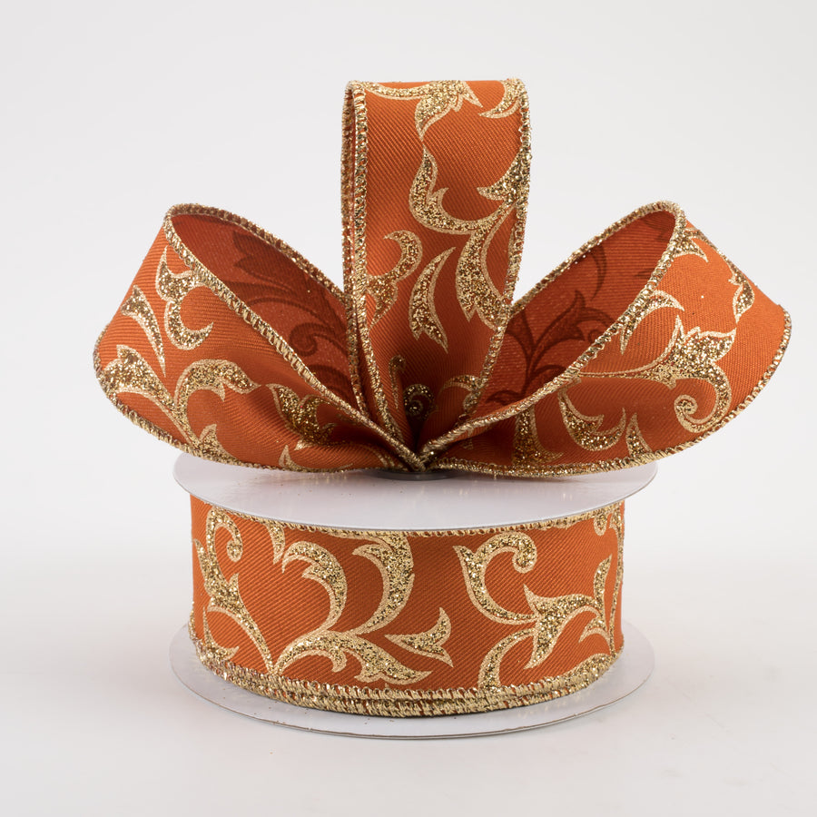 1.5" Acanthus Leaf Ribbon: Autumn & Gold (10 Yards) Lifestyle Photo