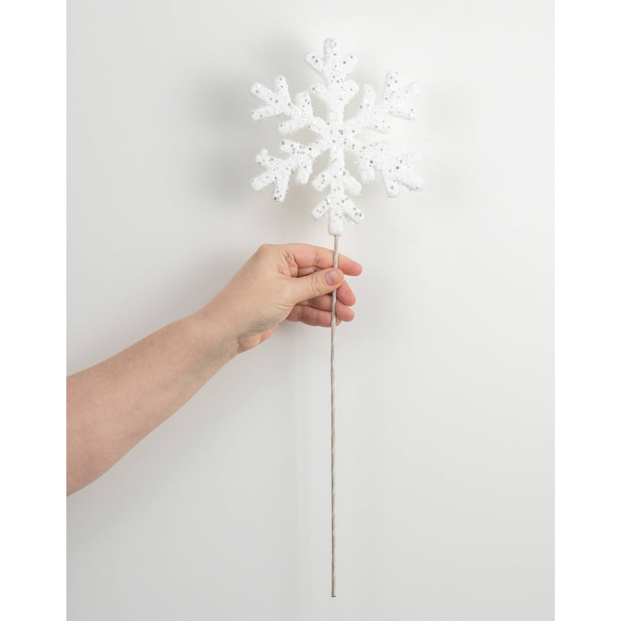 19" Glittered Foam Snowflake Pick