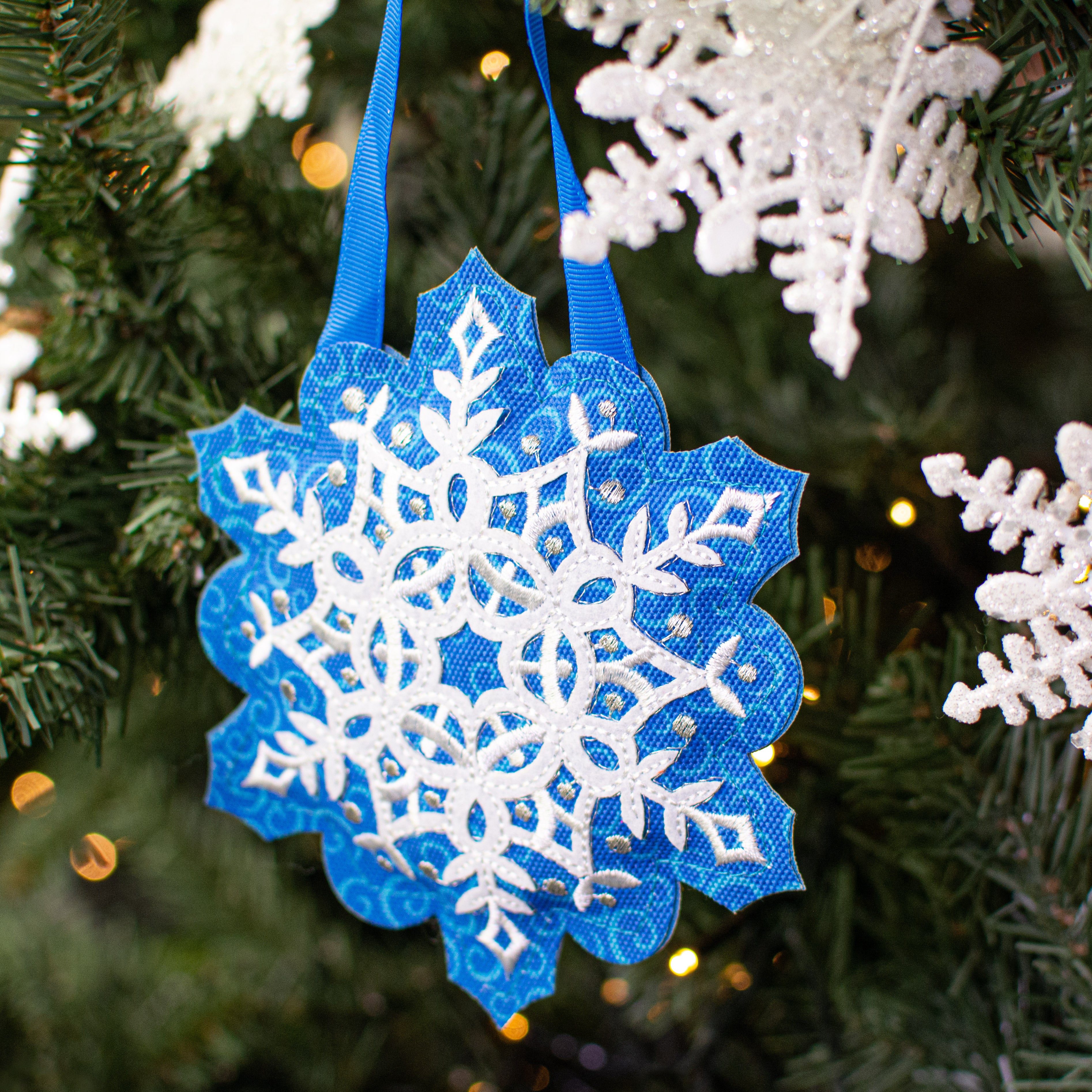 6" Adorables Fabric Blue Snowflake Hanger Lifestyle Photo