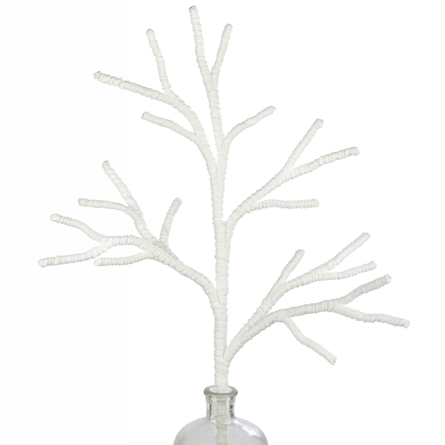 31" Chenille Wrapped Branch: White