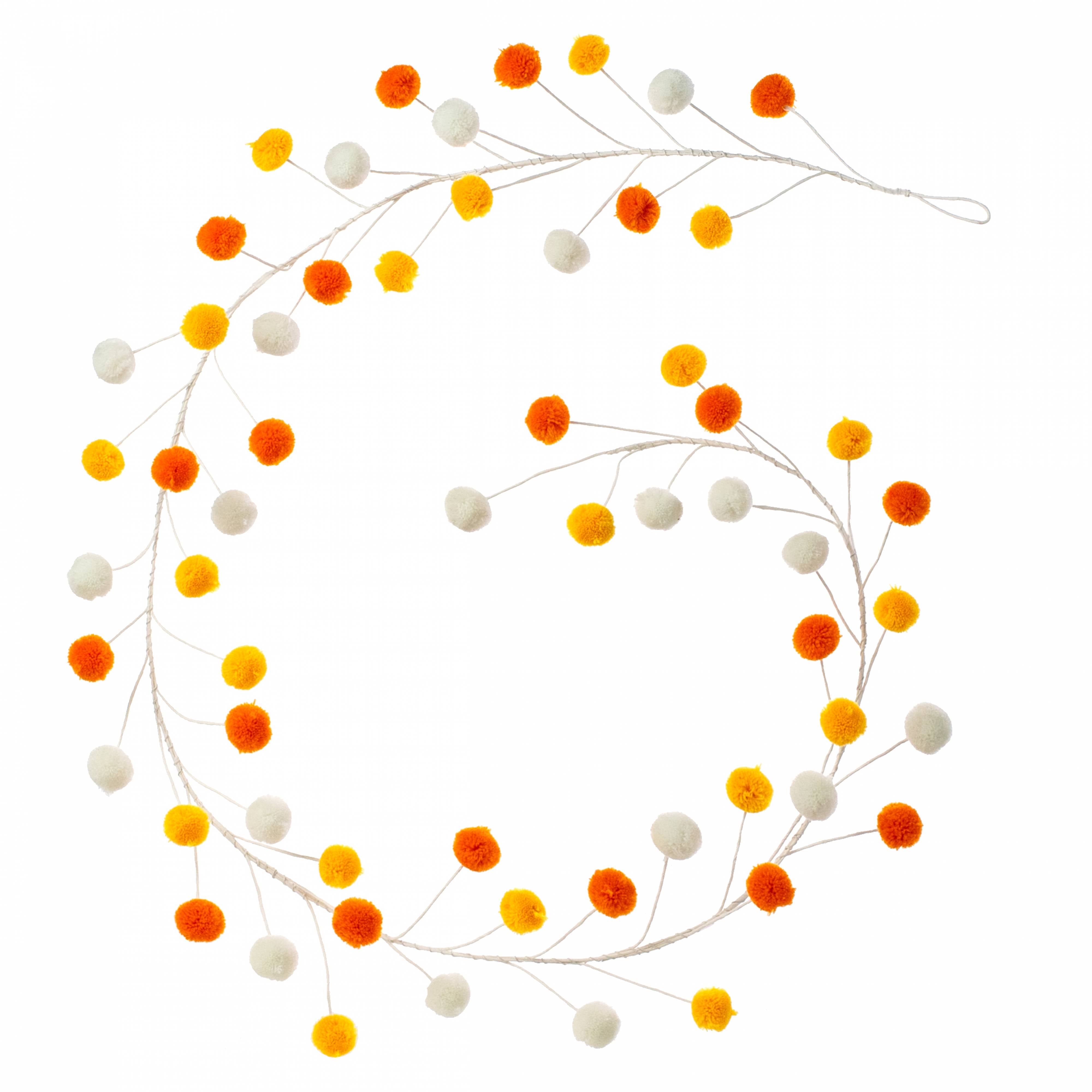 5' Pom Pom Wire Garland: Candy Corn Hues