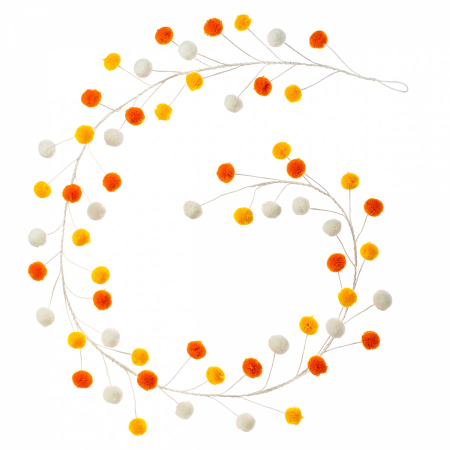5' Pom Pom Wire Garland: Candy Corn Hues