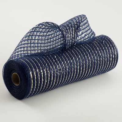 10" Metallic Breeze Mesh: Champagne & Navy Blue