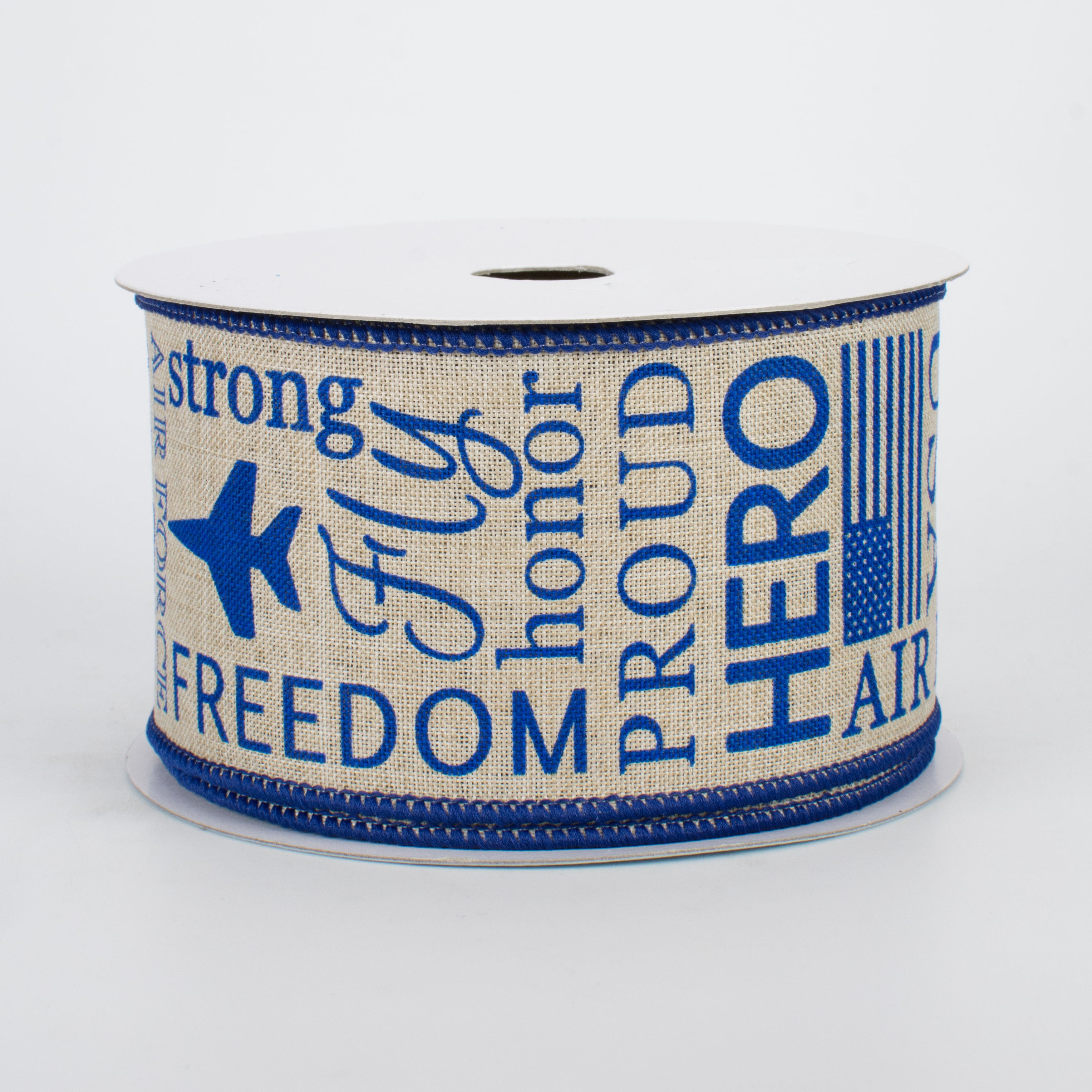 2.5" Air Force Ribbon: Light Natural & Blue (10 Yards)